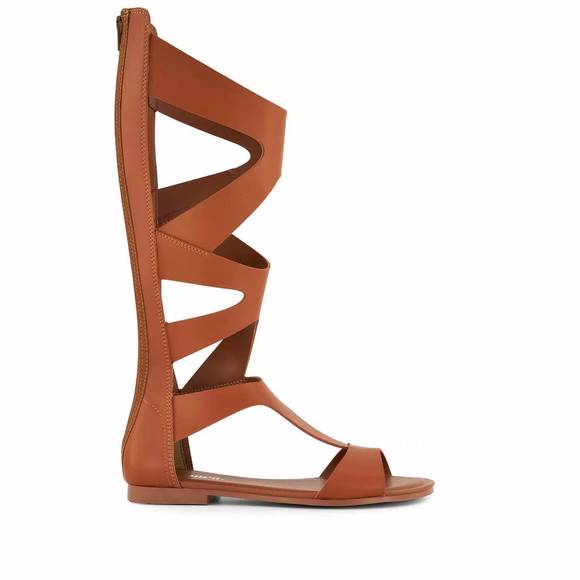 NEW ANDREA women's tall gladiator sandals with back zipper in brown - Picture 2 of 4